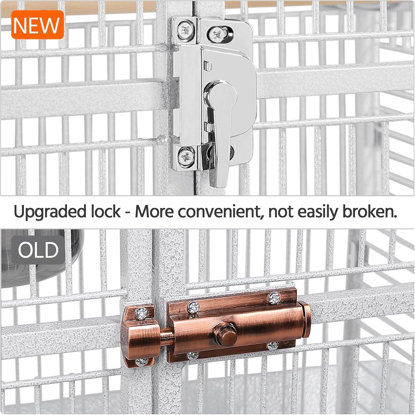 61-Inch White Wrought Iron Large Parrot Bird Cage with Play Top
