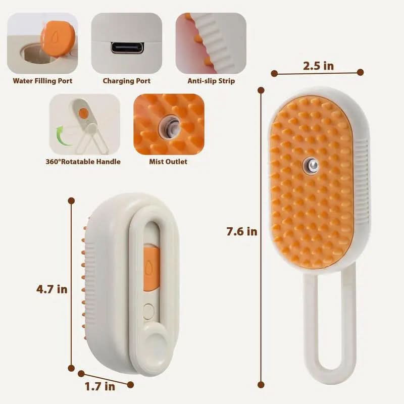Cat Steam Brush, 2025 New Pet Steam Grooming Comb, 3 in 1 Cat Steam Brush, Suitable for Cats and Dogs Pet Steam Brush Dog Steam Brush Fur Removal Tool