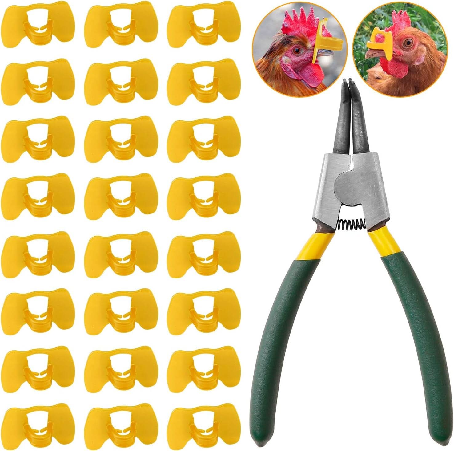 101-Piece Pinless Poultry Blinders Set with Pliers for Chickens and Pheasants