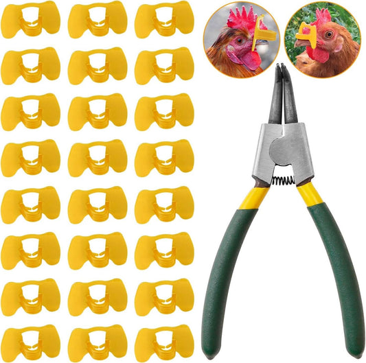 101-Piece Pinless Poultry Blinders Set with Pliers for Chickens and Pheasants