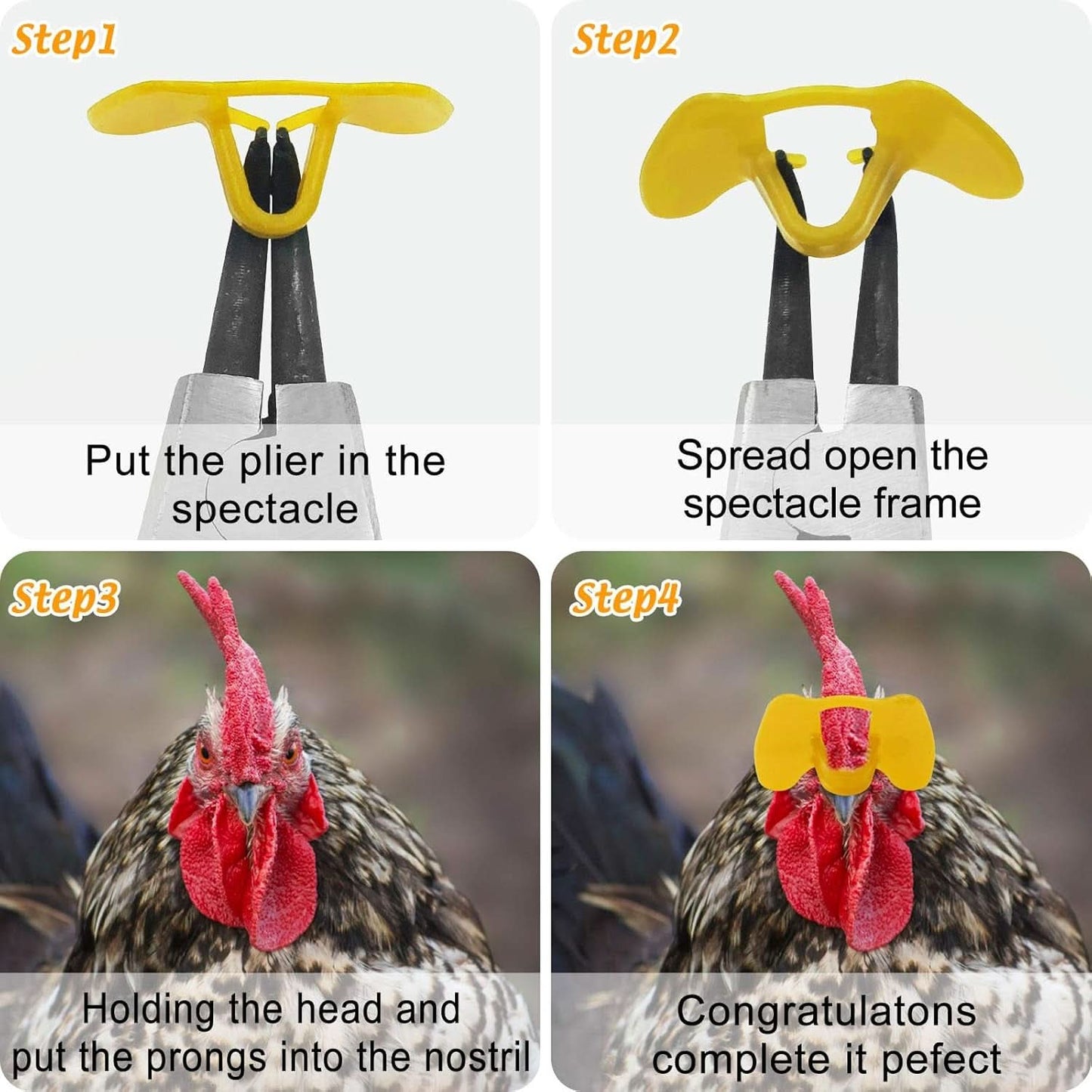 101-Piece Pinless Poultry Blinders Set with Pliers for Chickens and Pheasants