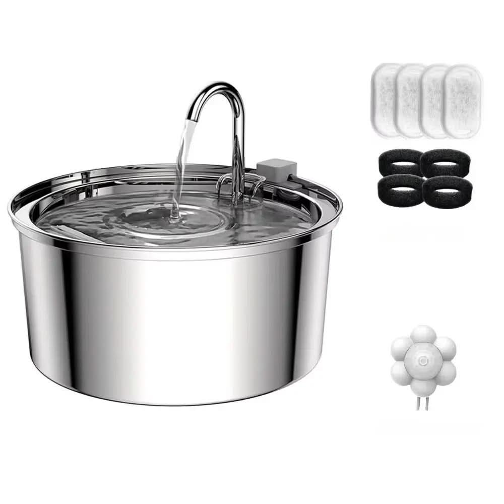 Stainless Steel Pet Water Feeder Cat Dog Automatic Filter Fountain Stone's Store