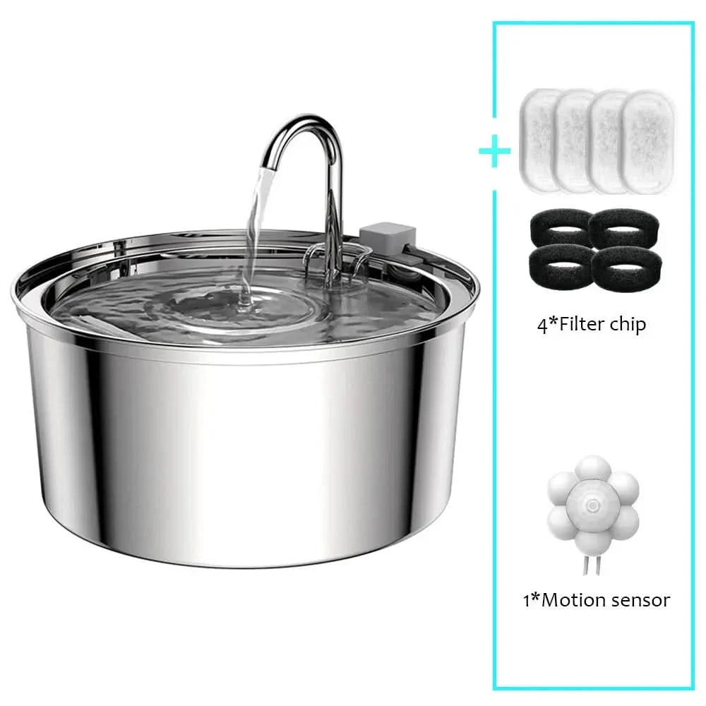 Stainless Steel Pet Water Feeder Cat Dog Automatic Filter Fountain Stone's Store