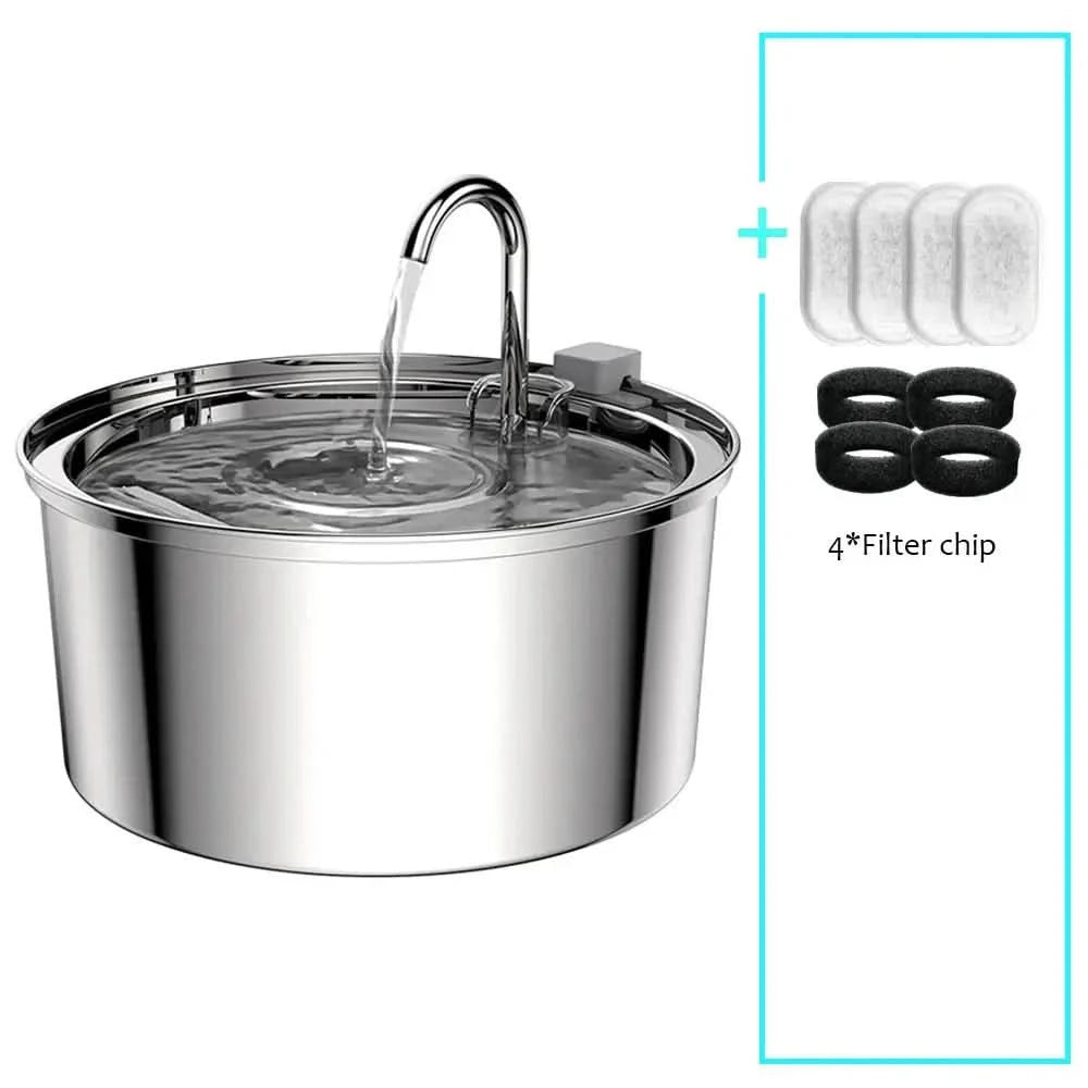 Stainless Steel Pet Water Feeder Cat Dog Automatic Filter Fountain Stone's Store