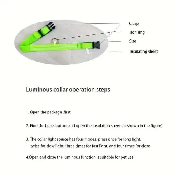 LED Nylon Dog Leash & Collar Set – Glow-in-the-Dark Flashing Pet Gear for Night Safety Stone's Store