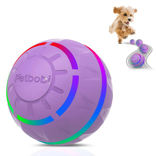 Petbobi Active Rolling Ball for Dogs - 2 Modes Interactive Dog Toys USB Rechargeable Motion Activated Self Moving Dog Ball Toy Durable Peppy Pet Ball for Small Medium Large Dog LED Light Purple - Pets Best shop