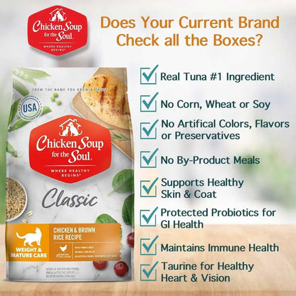 All-Natural Premium Dry Cat Food for Weight Management and Senior Cats, Real Chicken as First Ingredient, No By-Products, High Fiber/Low Fat, Chicken & Brown Rice Formula, 12 lb