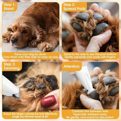 2025 New Pet Paw Trimmer 1Pack Rechargeable Quiet Hair Trimmer for Pets Professional Pet Grooming Kit - Cordless Waterproof Clippers with LED for Precision Trimming Ideal for Home Grooming Pet Hair
