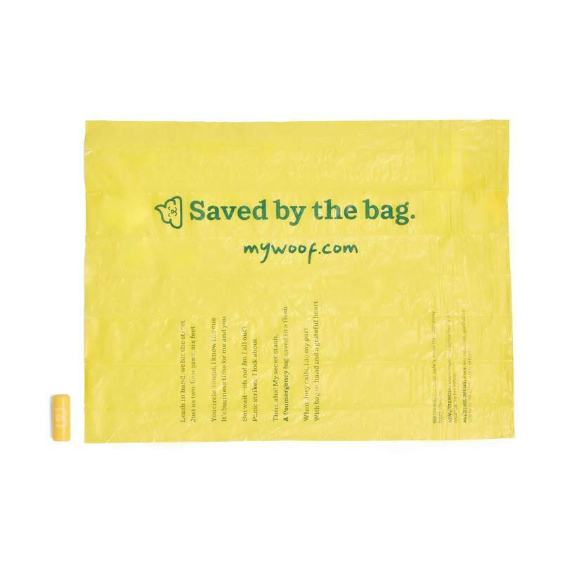 Poomergency Starter Pack - Dog Poop Bag Holder for Collars + 23 Emergency Refills - Never Bagless!