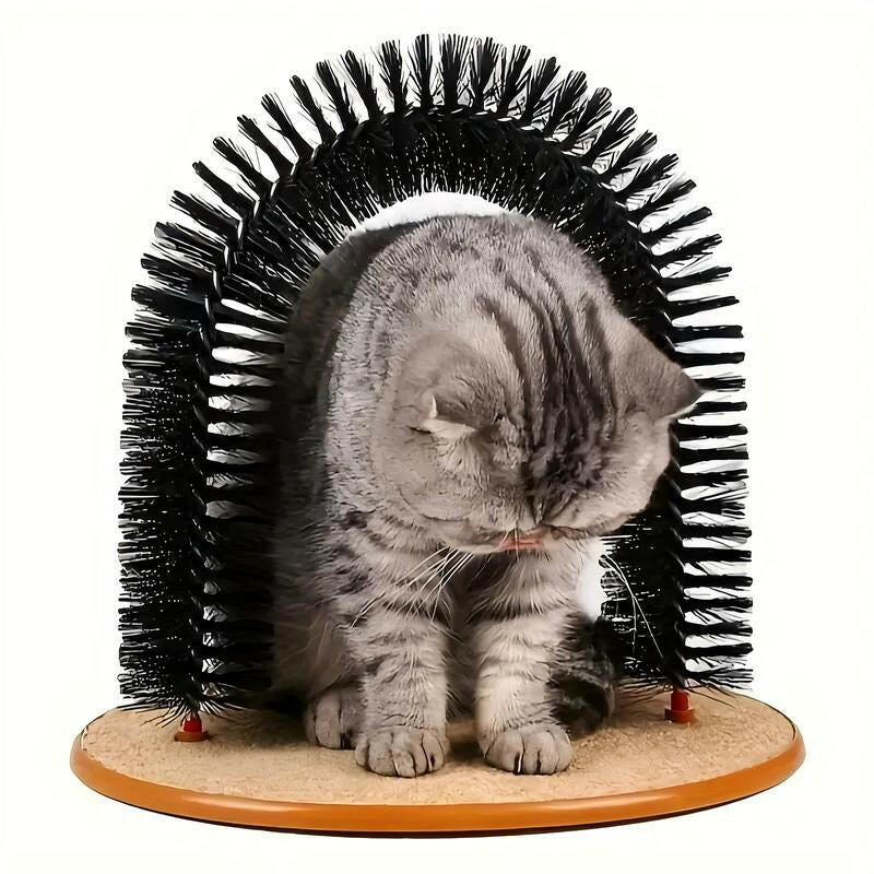 Cat Arch Self Groomer Cat Massage Toy, Interactive Cat Shedding Brush with Scratching Pad Toy for Indoor Cats Fur Removal Tool Grooming Tools Grooming Supplies