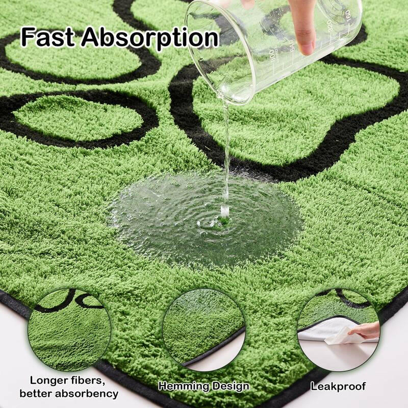 Qeils Super Absorbent Washable Pee Pads for Dogs 2 Pack Green Long Wool Mat Reusable Puppy Pads for Potty Training Outdoorfun Paws Unscented Eco-Friendly