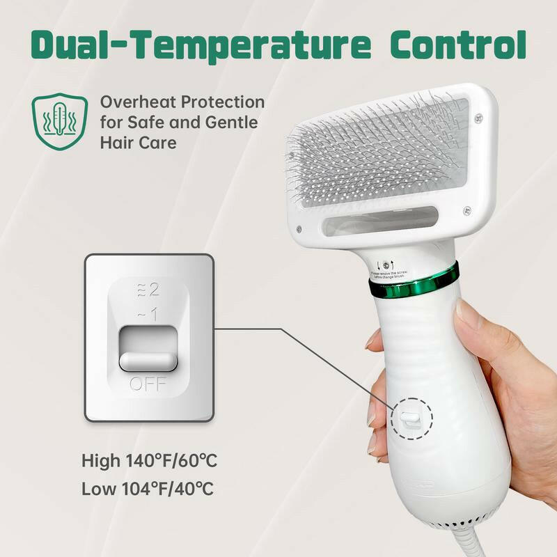 LIVEKEY 2 in 1 Pet Brush Hair Dryer with Bristle Brush, 300W for Small and Medium Dogs, Portable USB Rechargeable Pet Hair Remover