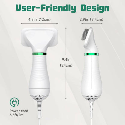 LIVEKEY 2 in 1 Pet Brush Hair Dryer with Bristle Brush, 300W for Small and Medium Dogs, Portable USB Rechargeable Pet Hair Remover