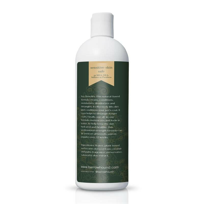 5-in-1 Dog Shampoo for Sensitive Skin – Cleansing, Conditioning, Deodorizing, Moisturizing, and Detangling with Coconut, Oatmeal, and Aloe – 16 Fl Oz