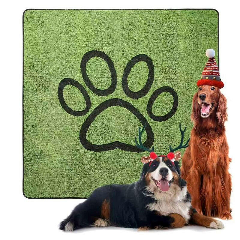 Qeils Super Absorbent Washable Pee Pads for Dogs 2 Pack Green Long Wool Mat Reusable Puppy Pads for Potty Training Outdoorfun Paws Unscented Eco-Friendly