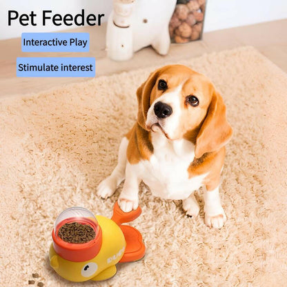 Interactive Duck-Shaped Pet Feeder Toy for Dogs & Cats - Durable Plastic Puzzle Feeder with Orange Beak Foot Design, Battery-Free