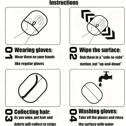 Gloves for Removing Pet Hair and Fluff - Featuring a Dual Brush Design, Specifically Designed for Cleaning Cat Hair, Reusable, Enhancing Comfort and Cleanliness in Your Home