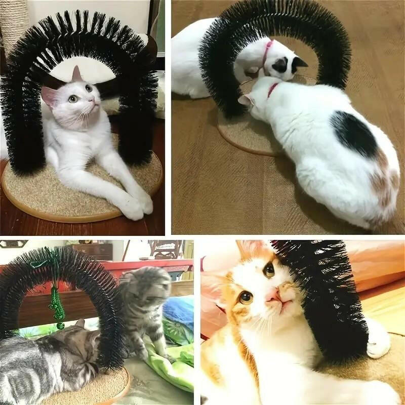 Cat Arch Self Groomer Cat Massage Toy, Interactive Cat Shedding Brush with Scratching Pad Toy for Indoor Cats Fur Removal Tool Grooming Tools Grooming Supplies