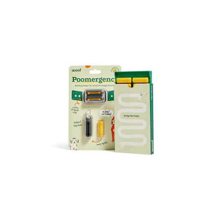 Poomergency Starter Pack - Dog Poop Bag Holder for Collars + 23 Emergency Refills - Never Bagless!