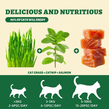 450G/16Oz Cat Grass Treats,Crunchy Cat Treats 9 Packs (50G Each),Natural Cat Grass Sticks &Cat Grass Teeth Cleaning Treats for Cat Training Rewards Box Pet Products