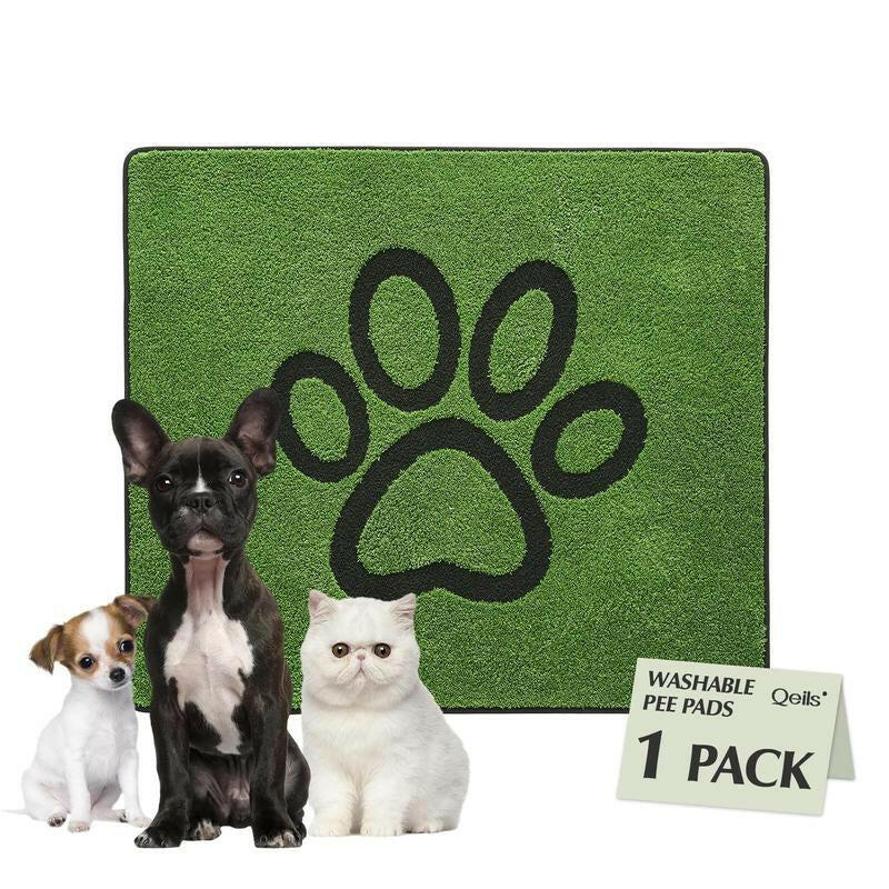 Qeils Super Absorbent Washable Pee Pads for Dogs 2 Pack Green Long Wool Mat Reusable Puppy Pads for Potty Training Outdoorfun Paws Unscented Eco-Friendly
