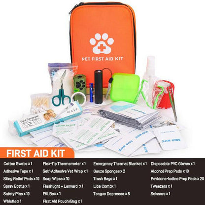 118PCS Dog & Cat First Aid Kit – Portable Pet Emergency Kit for Travel, Hiking, Camping, Outdoor Adventures & Car. Lightweight Compact Pet Medical Supplies for Wound Care, Safety & Survival – Ideal for Dogs, Cats & Small Pets