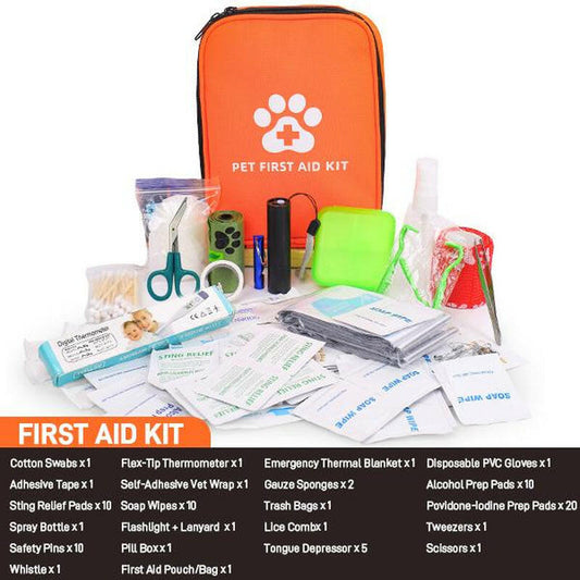 118PCS Dog & Cat First Aid Kit – Portable Pet Emergency Kit for Travel, Hiking, Camping, Outdoor Adventures & Car. Lightweight Compact Pet Medical Supplies for Wound Care, Safety & Survival – Ideal for Dogs, Cats & Small Pets
