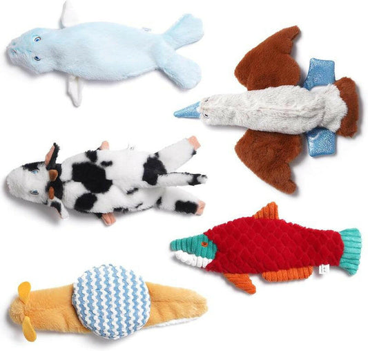 Nocciola 5 PCS Nature'S Call Crinkle Dog Toys, No Stuffing Plush Baby Animals with Squeaker, Tug & Chew Toy for All Breeds, Boredom Relief Puppy Toys