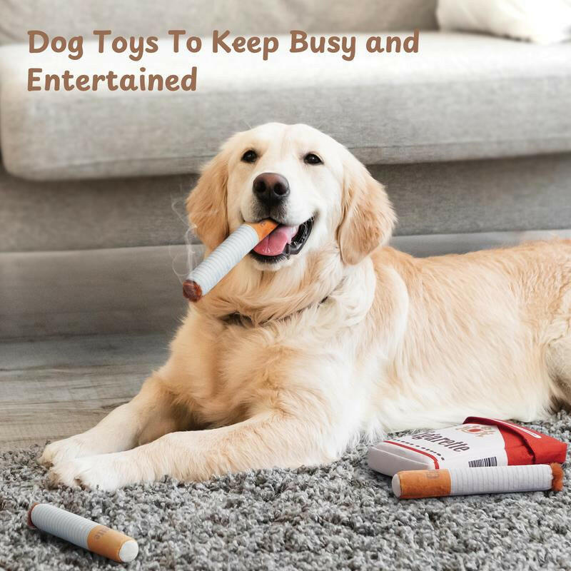 Nocciola 3 Packs Squeaky Puff Stick Toys with a Box Upgraded Version, Funny Interactive Dog Toys, Puppy Toys for Small to Medium Breed Interactive Cigarette