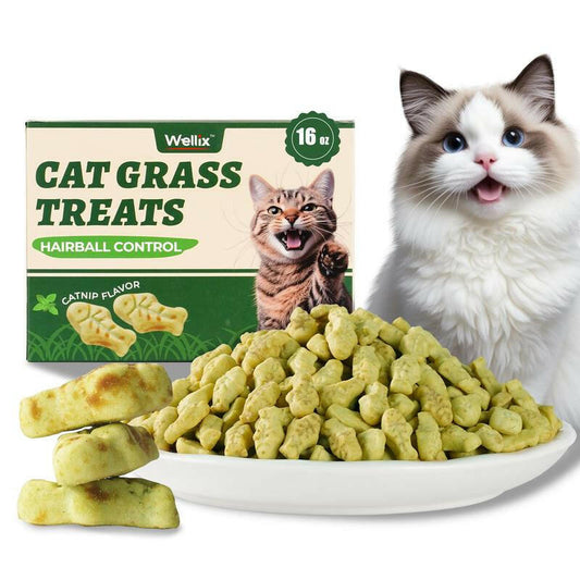 450G/16Oz Cat Grass Treats,Crunchy Cat Treats 9 Packs (50G Each),Natural Cat Grass Sticks &Cat Grass Teeth Cleaning Treats for Cat Training Rewards Box Pet Products