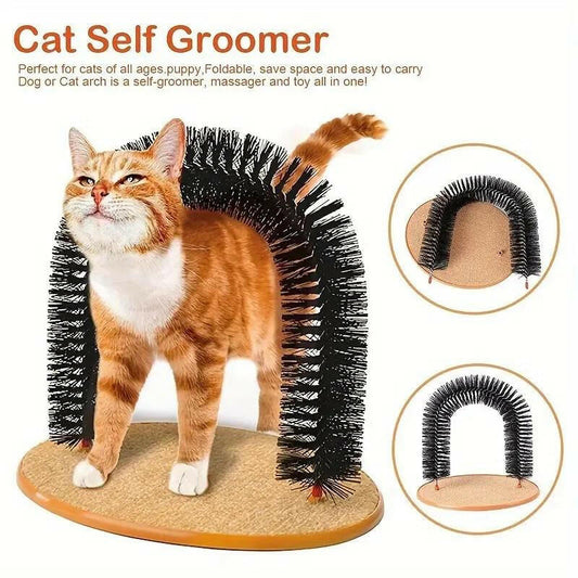 Cat Arch Self Groomer Cat Massage Toy, Interactive Cat Shedding Brush with Scratching Pad Toy for Indoor Cats Fur Removal Tool Grooming Tools Grooming Supplies