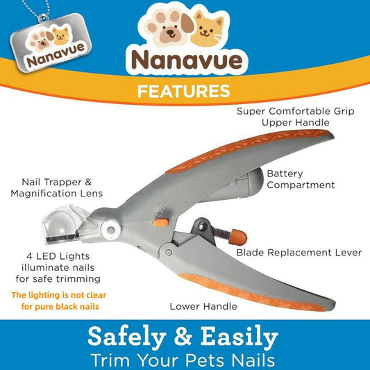 LED Light Pet Nail Clipper- Trimming Cats & Dogs Nails & Claws, 5X Magnification Trimmer, Scissor Safe, Vets Recommended Grooming Trimming Tool Pet