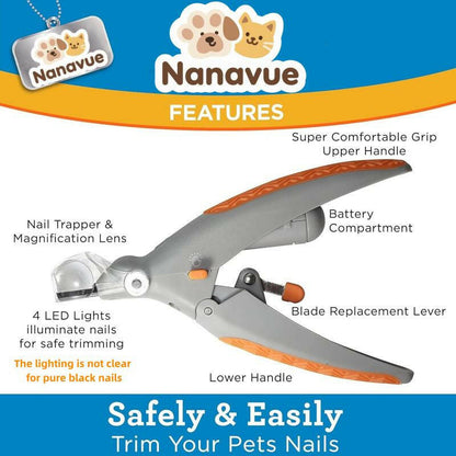 LED Light Pet Nail Clipper- Trimming Cats & Dogs Nails & Claws, 5X Magnification Trimmer, Scissor Safe, Vets Recommended Grooming Trimming Tool Pet