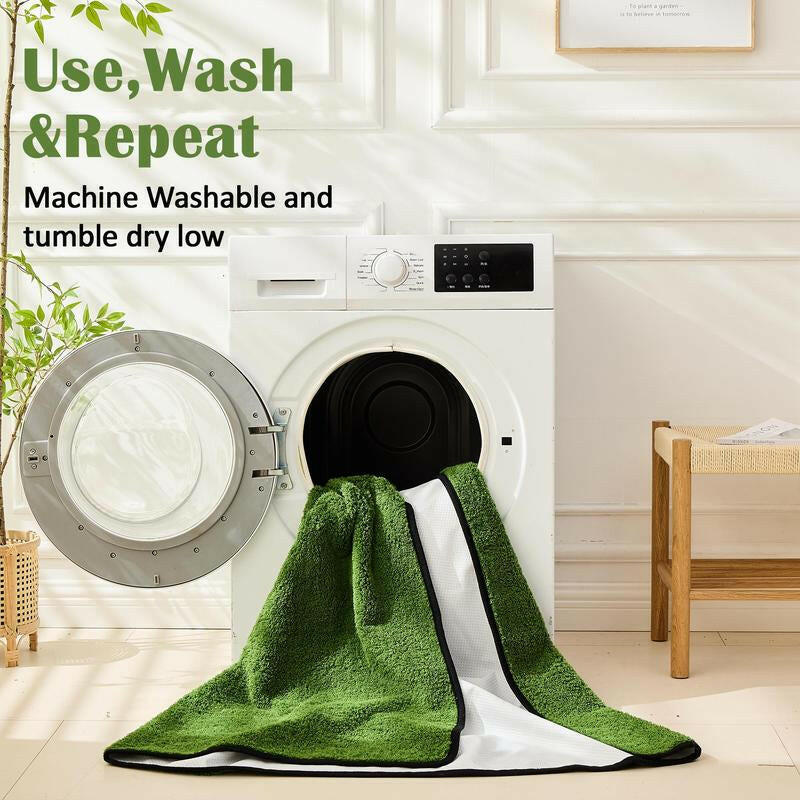 Qeils Super Absorbent Washable Pee Pads for Dogs 2 Pack Green Long Wool Mat Reusable Puppy Pads for Potty Training Outdoorfun Paws Unscented Eco-Friendly