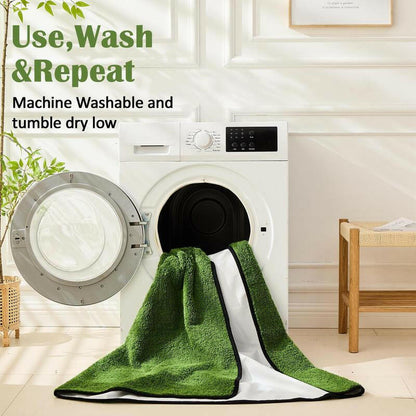 Qeils Super Absorbent Washable Pee Pads for Dogs 2 Pack Green Long Wool Mat Reusable Puppy Pads for Potty Training Outdoorfun Paws Unscented Eco-Friendly