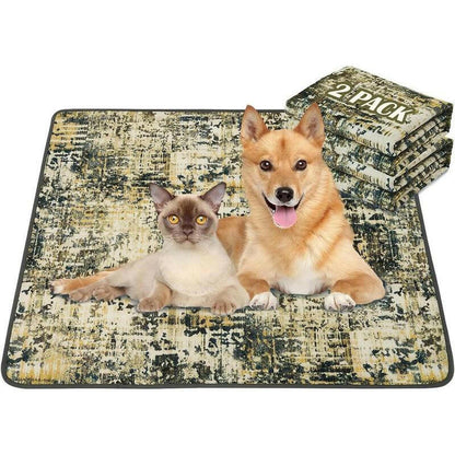 Qeils Super Absorbent Washable Pee Pads for Dogs 2 Pack Green Long Wool Mat Reusable Puppy Pads for Potty Training Outdoorfun Paws Unscented Eco-Friendly