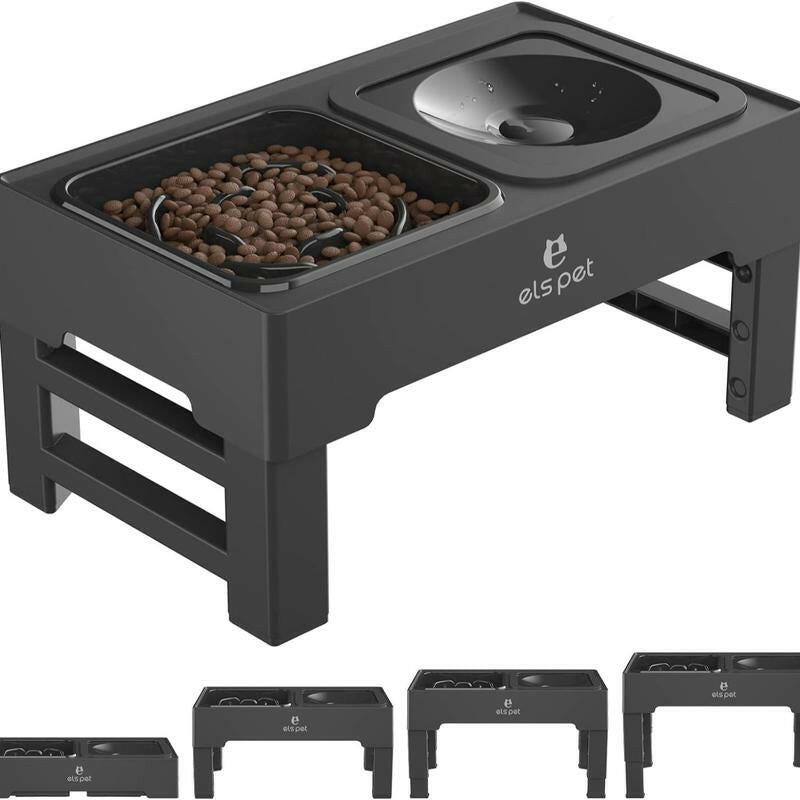 ELS PET Elevated Dog Bowls, Adjustable Raised Dog Bowls