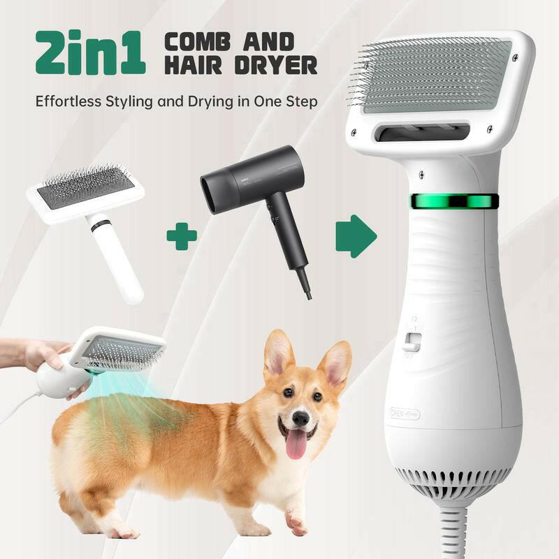 LIVEKEY 2 in 1 Pet Brush Hair Dryer with Bristle Brush, 300W for Small and Medium Dogs, Portable USB Rechargeable Pet Hair Remover
