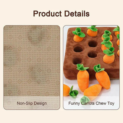 Interactive Dog Toys Carrot Snuffle Mat for Dogs Plush Puzzle Toy Non-Slip Nosework Feed Games Pet Stress Relief with 12 Carrots Outdoor Dog