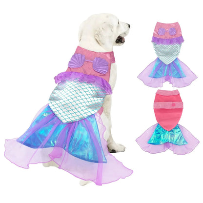 Mermaid Dog Halloween Costume Dog Costume for Small Medium Dogs Sparkly Pet Costumes Funny Dog Costumes Puppy Dog Cosplay Clothes Outfits for Christmas Birthday Party Photo Props Cats Special Events - Pets Best shop