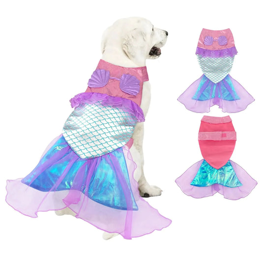 Mermaid Dog Halloween Costume Dog Costume for Small Medium Dogs Sparkly Pet Costumes Funny Dog Costumes Puppy Dog Cosplay Clothes Outfits for Christmas Birthday Party Photo Props Cats Special Events - Pets Best shop