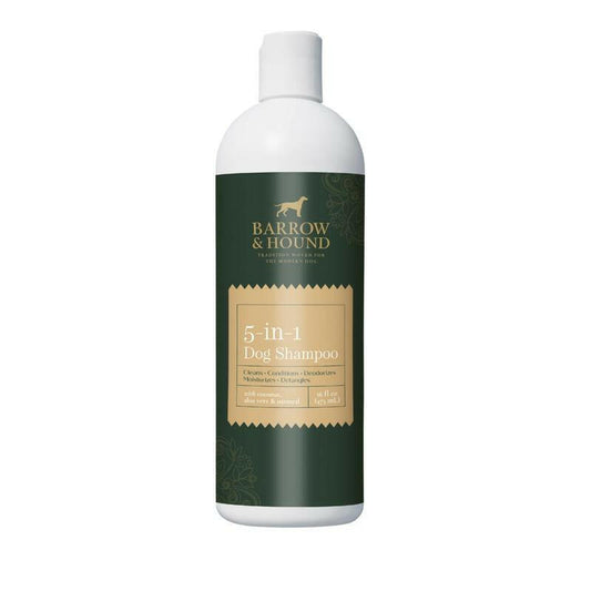 5-in-1 Dog Shampoo for Sensitive Skin – Cleansing, Conditioning, Deodorizing, Moisturizing, and Detangling with Coconut, Oatmeal, and Aloe – 16 Fl Oz