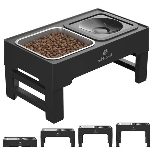 ELS PET Elevated Dog Bowls, Adjustable Raised Dog Bowls