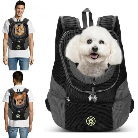 Pet Dog Carrier Backpack, Adjustable Breathable Dog Carrying Backpack with Safety Straps for Hiking, Dog & Cat Accessories for Hiking Camping Travel