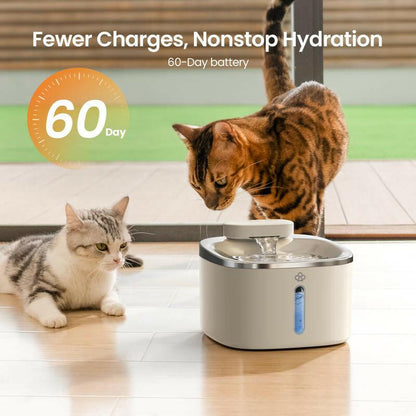 Oneisall Wireless & Stainless Steel Cat Water Fountain, 3.5L/118Oz Automatic Cat Water Fountain,304 Stainless Steel,Cordless & Rechargeable with Motion Sensor and Low Noise