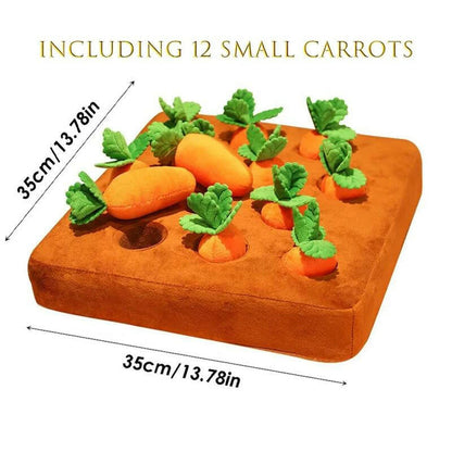 Interactive Dog Toys Carrot Snuffle Mat for Dogs Plush Puzzle Toy Non-Slip Nosework Feed Games Pet Stress Relief with 12 Carrots Outdoor Dog