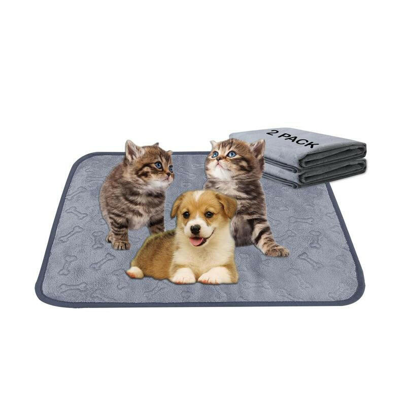 Qeils Super Absorbent Washable Pee Pads for Dogs 2 Pack Green Long Wool Mat Reusable Puppy Pads for Potty Training Outdoorfun Paws Unscented Eco-Friendly