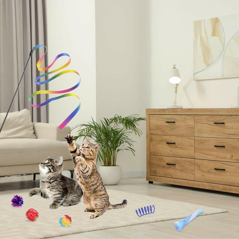 Cat Toys 24Pcs Kitten Toy Set - Colorful Two-Way Interactive Tunnel Toy Kit for Hide and Seek Training