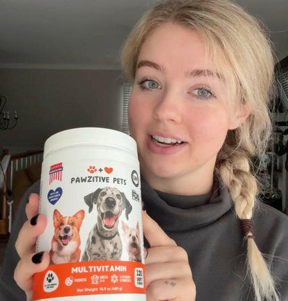 Pawzitive Pets Multivitamin Chews for Dogs – Daily Health Support with Probiotics, Omega 3, Minerals & Vitamins – All-Breed – Made in USA