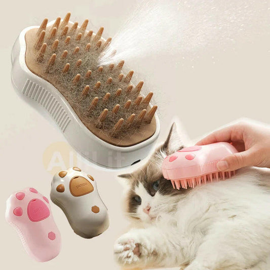 Electric Cat Steam Brush – 3-In-1 Pet Grooming Comb with Water Spray for Cats and Dogs, USB Rechargeable
